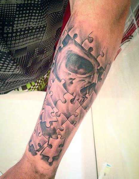 70 Puzzle Piece Tattoo Designs For Men - Inquisitive Mind Ink | Puzzle ...