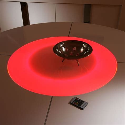 Large Round White Gloss Dining Table Glass lazy susan LED lighting 1.4 – Quatropi