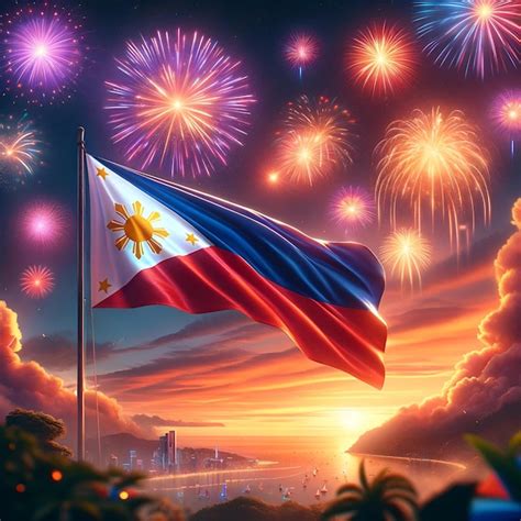 Premium Photo | Illustration for philippines independence day with philippine flag waving with a ...