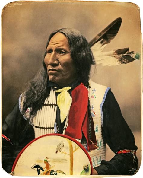 Chief Strikes With Nose. Oglala Lakota. Photo by Heyn Photo, 1899. Nebraska. A hand-colored ...