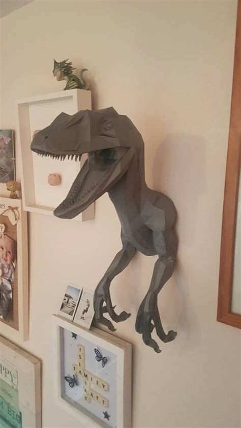 Geometric Velociraptor Dinosaur Wall Art 3D Printed Home | Etsy