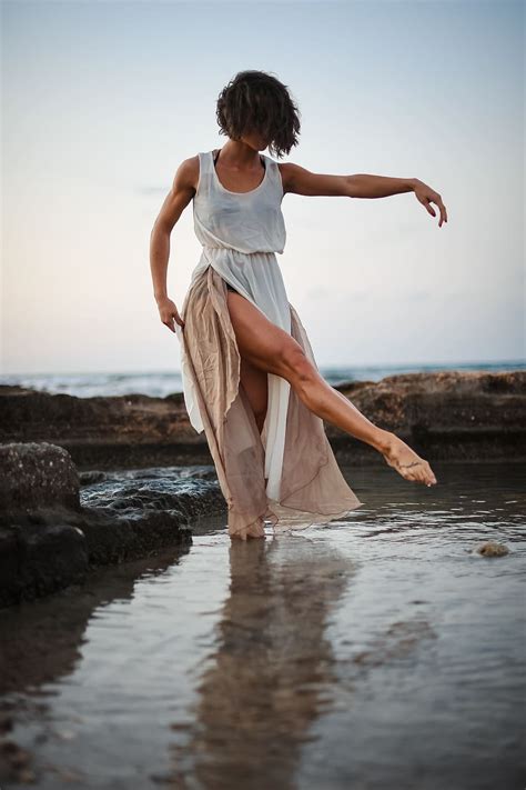 HD wallpaper: Woman Wearing White Tank Dress Posing in Body of Water, barefoot | Wallpaper Flare