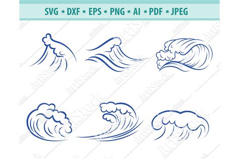 Wave SVG, Sea Waves svg, Ocean Waves svg, Sea Dxf, Png, Eps (423112) | SVGs | Design Bundles