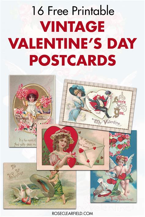 Free Printable Vintage Valentine's Day Postcards • Rose Clearfield