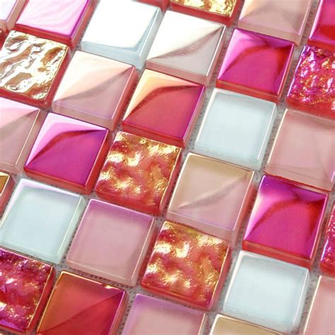 Crystal Glass Mosaic Sheet Wall Stickers Kitchen Backsplash Tile Bathroom Backsplash Floor tiles ...