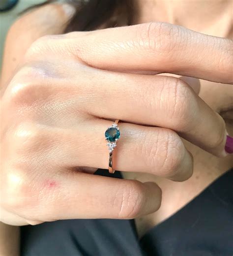 Teal Sapphire Ring14k Gold Natural Teal Sapphire Diamond | Etsy