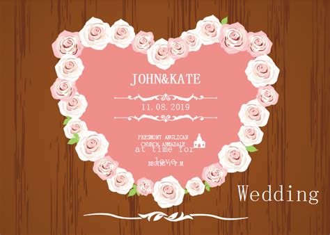 Free Rose Heart Wedding Invitation Templates | Heart wedding ...