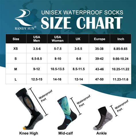 Size Guide | RANDY SUN Waterproof Socks