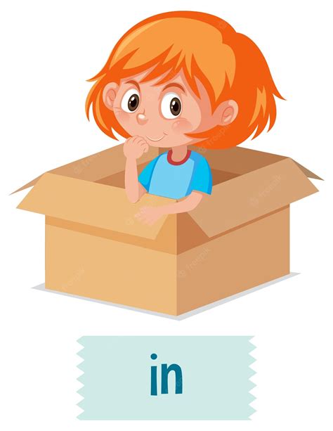 Premium Vector | Preposition of place with cartoon girl and a box ...