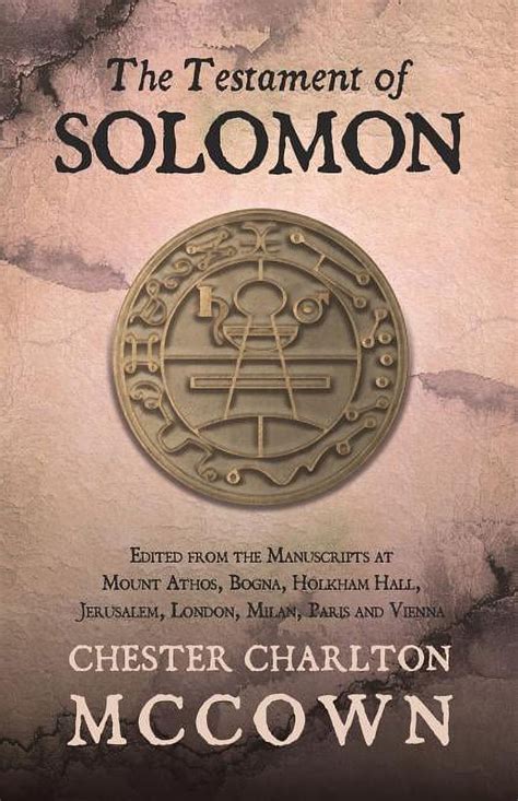 The Testament of Solomon: Edited from the Manuscripts at Mount Athos, Bogna, Holkham Hall ...