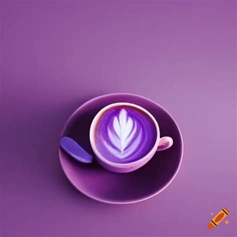 Purple latte in a white cup on Craiyon