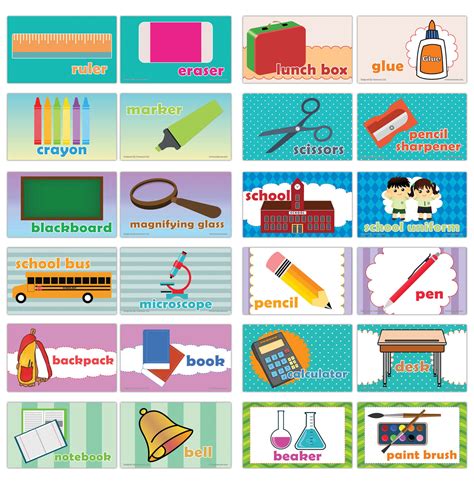 Creanoso School Words Educational Flashcards for Children - Mini Educa