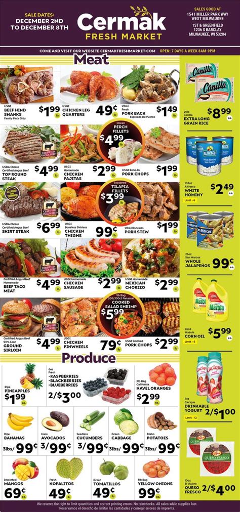 Cermak Fresh Market (WI) Weekly Ad Flyer December 2 to December 8, 2020