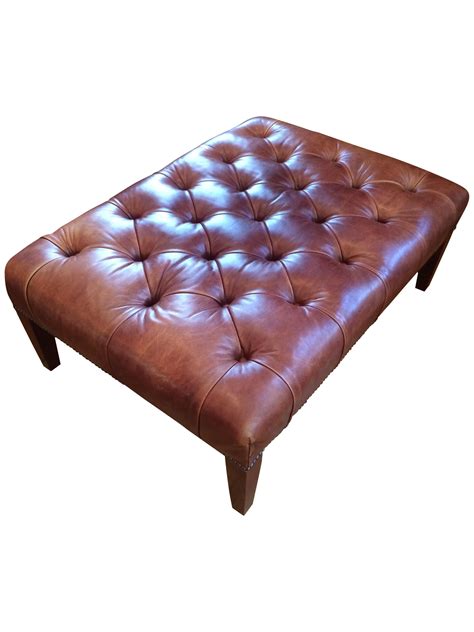 George Smith Tufted Leather Ottoman on Chairish.com Tufted Leather ...