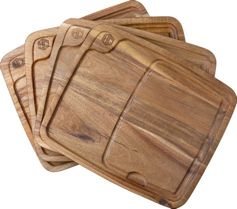 HexClad 4 Piece Bistecca Square Wooden Steak Plate India | Ubuy