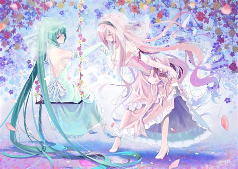 flowers, Dress, Vocaloid, Megurine Luka, Hatsune Miku, Wedding dress ...