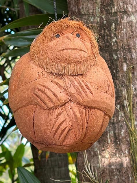 NEW Balinese Hand Carved Coconut Hanging Monkey Sculpture - Carved Bal ...