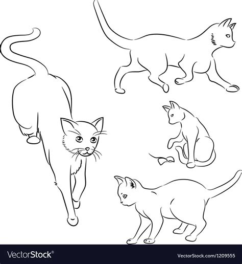 Cat in motion sketches Royalty Free Vector Image