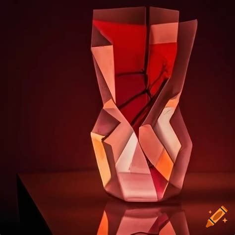 Cubist glass vase with dramatic lighting