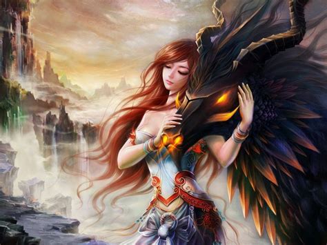 Dragon Fantasy Woman HD Wallpaper