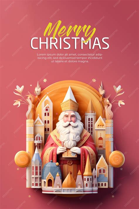 Premium PSD | 3d poster merry christmas banner illustration santa claus