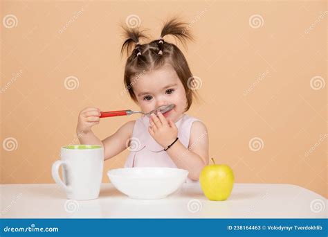 Cute Funny Babies Eating, Baby Food, Kid Girl Eating Healthy Food ...