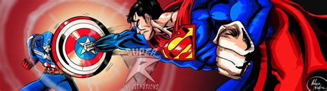 Superman vs Captain America by SuperR-Illustrations on DeviantArt