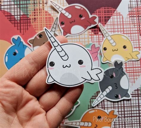 Chibi Narwhal Stickers and Magnets | Etsy