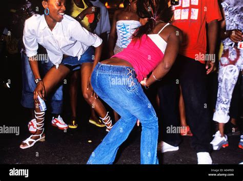 Girls dancing in the street at Passa Passa Kingston Jamaica Stock Photo ...