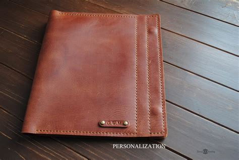 Leather A5 notebook cover with pockets personalized artists | Etsy