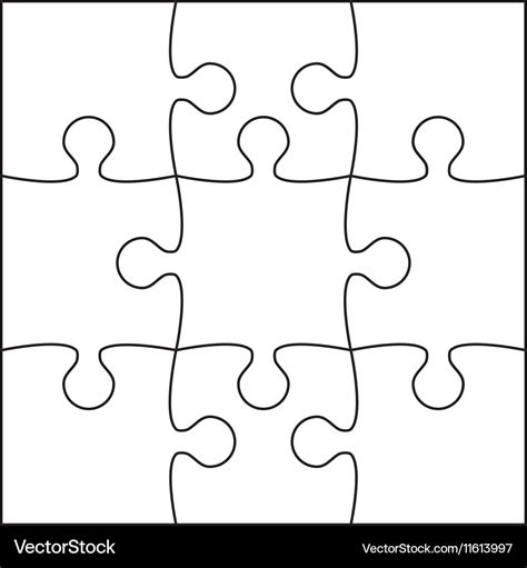 White puzzles piece jigsaw - 9 pieces Royalty Free Vector