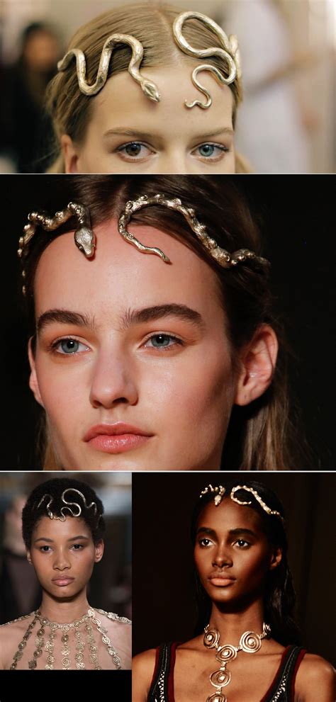 Snake headpieces, Valentino. Also the eyes of the first girl!! More Kurt Tattoo, Bijou Box ...