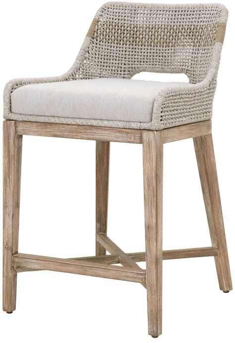Tapestry Performance Pumice And Taupe White Flat Rope Counter Height Stool | Counter stools ...