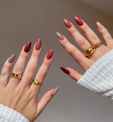 30 Cute Fall 2021 Nail Trends to Inspire You : Shades of Autumn Color Nails