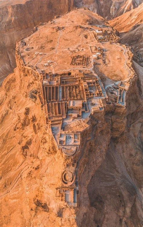 Bird’s-eye view of Masada, an ancient fortress located in Israel ...