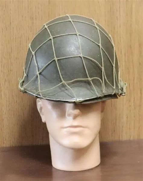 WW II US Army Usmc M-1 Steel Front Seam Swivel Bale Helmet Capac Liner & Net $299.99 - PicClick