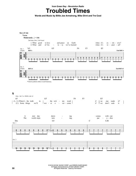 Green Day "Troubled Times" Sheet Music Notes, Chords | Guitar Tab ...