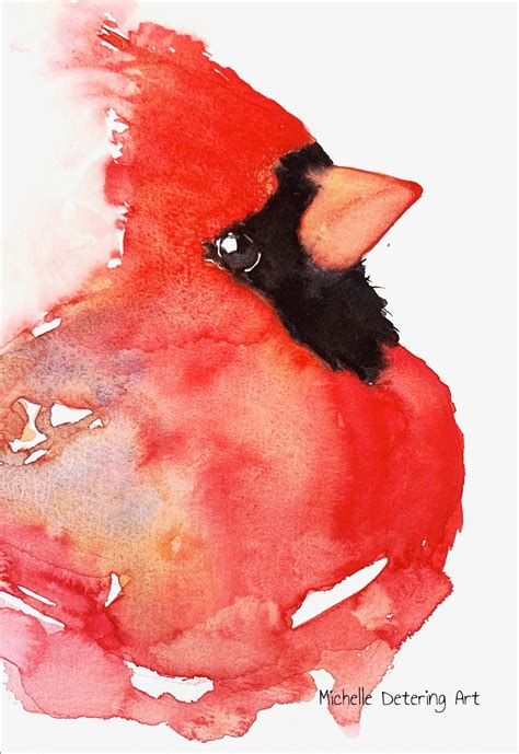 Cardinal Cardinal Watercolor Print Male Cardinal Cardinal - Etsy