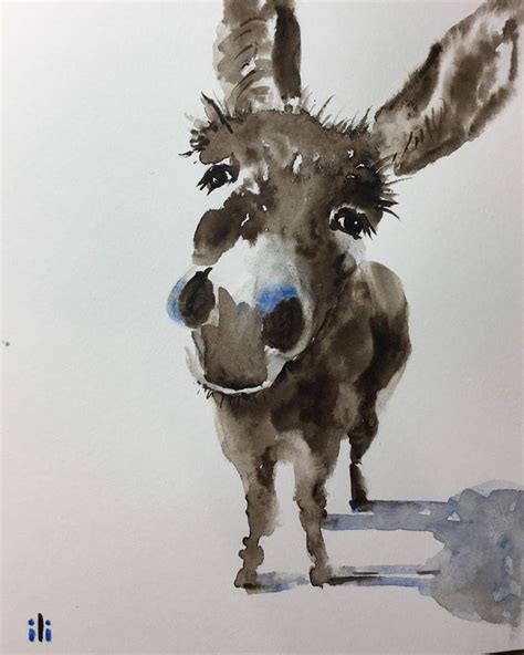 Cute donkey #watercolour #watercolor #watercolorart #watercoloranimals ...