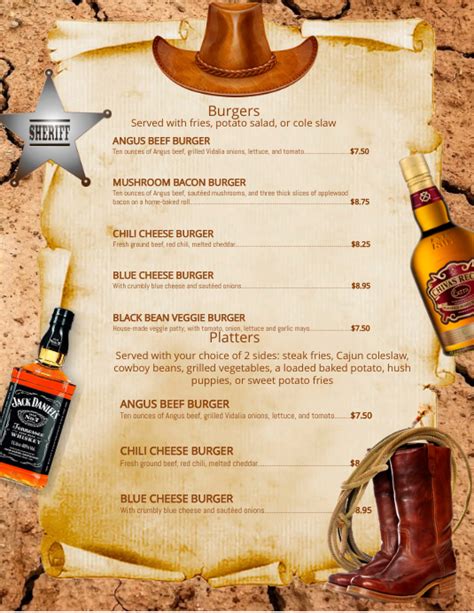 Sjabloon Cowboy Menu | PosterMyWall