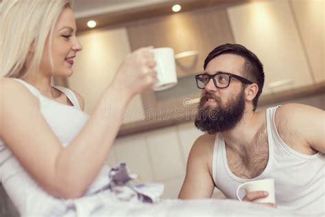 Couple Drinking Morning Coffee Stock Photo - Image of affection, beautiful: 83139816