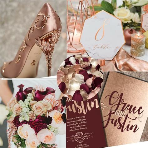 Burgundy and Rose Gold Wedding Vision Board - J'aime Events | Wedding rose gold theme, Rose gold ...