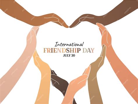 Premium Vector | International friendship day with the symbol of eight hands forming a heart