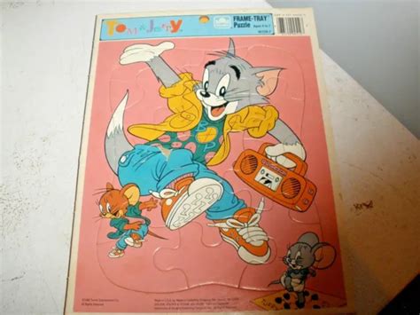VINTAGE 1980 TOM & Jerry Golden Frame Tray Puzzle 4512A-7 $15.29 - PicClick