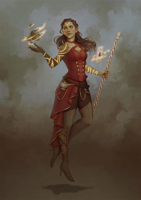 [Art] Half-Elf Genie Warlock Commission (Painting your D&D characters ...