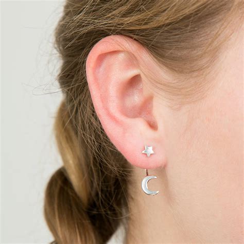 Moon And Stars Silver Stud Earrings By Lovethelinks