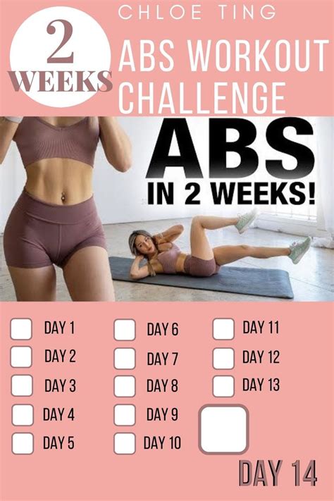 Chloe Ting 2 weeks abs challenge checklist | Workout results, Abs workout program, Abs workout