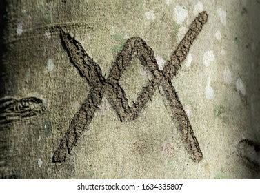 Close V Inverted V Symbol Carved Foto de stock 1634335807 | Shutterstock