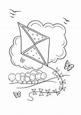 Flying Kite Coloring Page sketch template