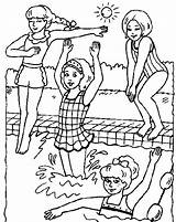 Girls In Swimming Pool Coloring Page  Free Printable Pages sketch template